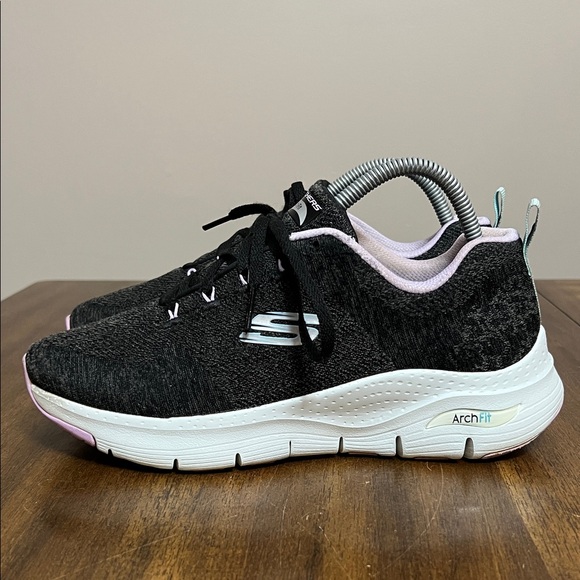 Sketchers Arch Fit Air Cooled Comfy Wave Womens Size 8.5 Black Lavender - Picture 5 of 14